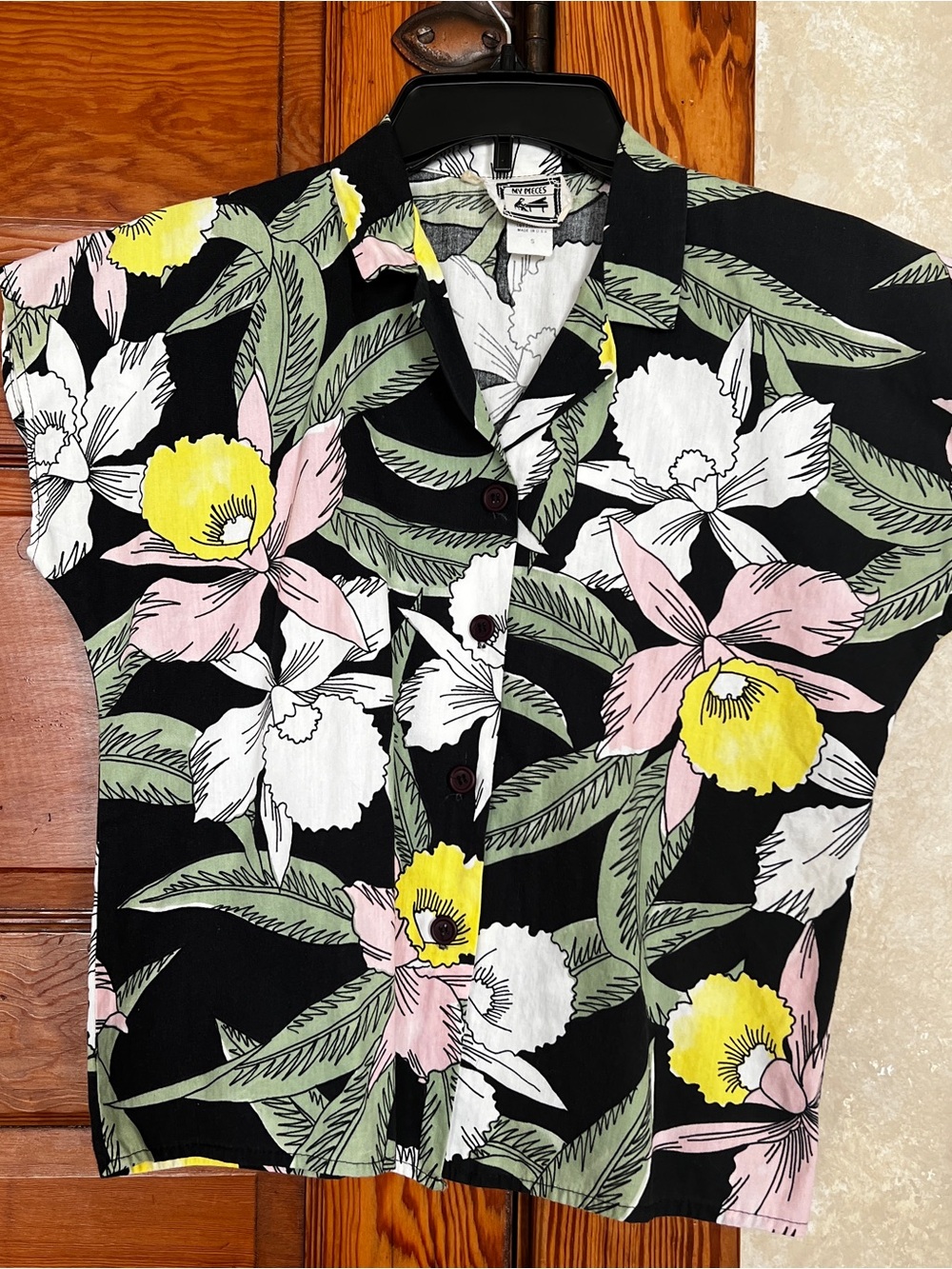 Vintage 90’s Floral Boho Cottagecore Button Up Cotton Tank Top Women’s Size S
